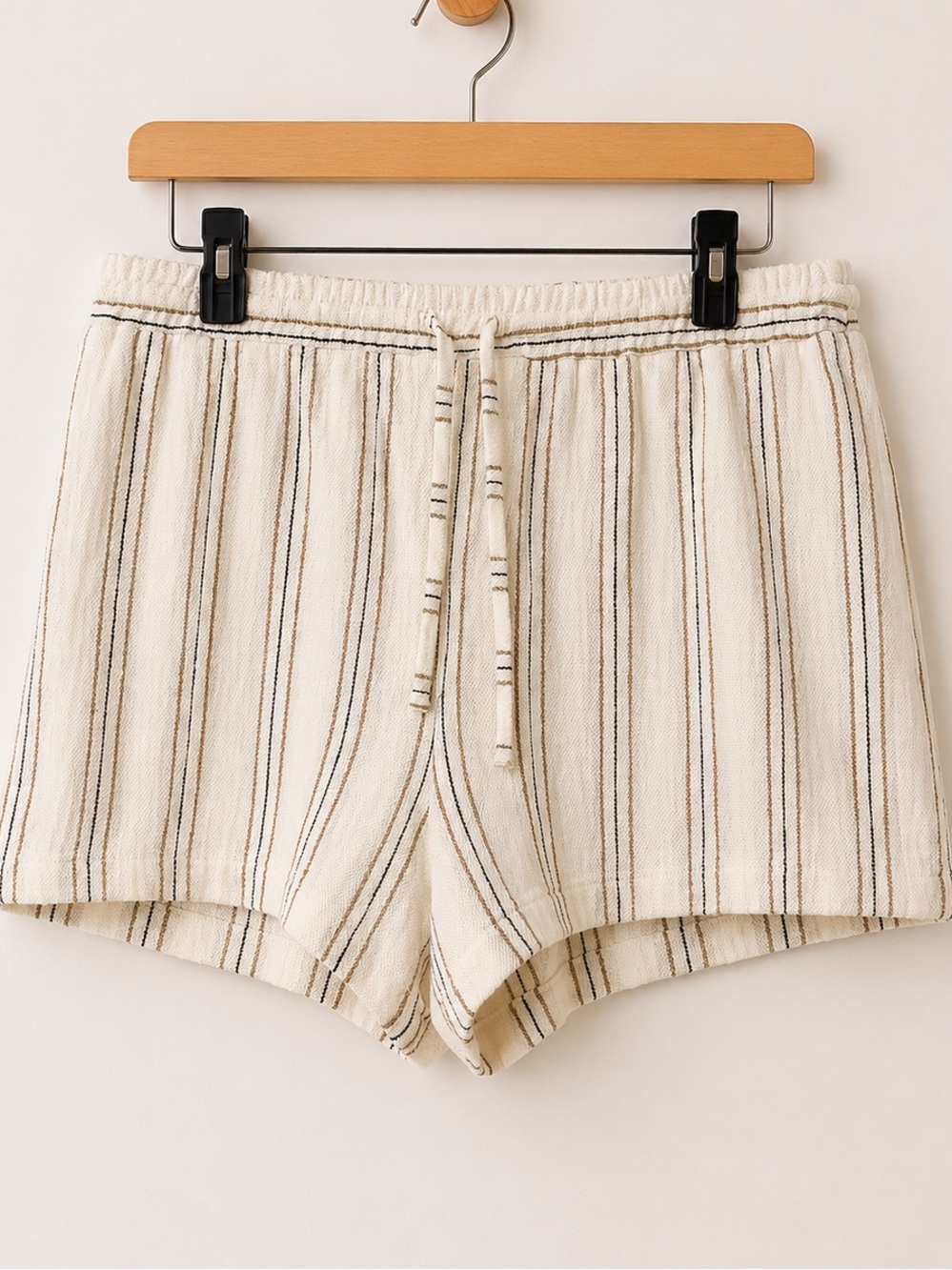 IN San Francisco Striped Drawstring Shorts XL Ivory New